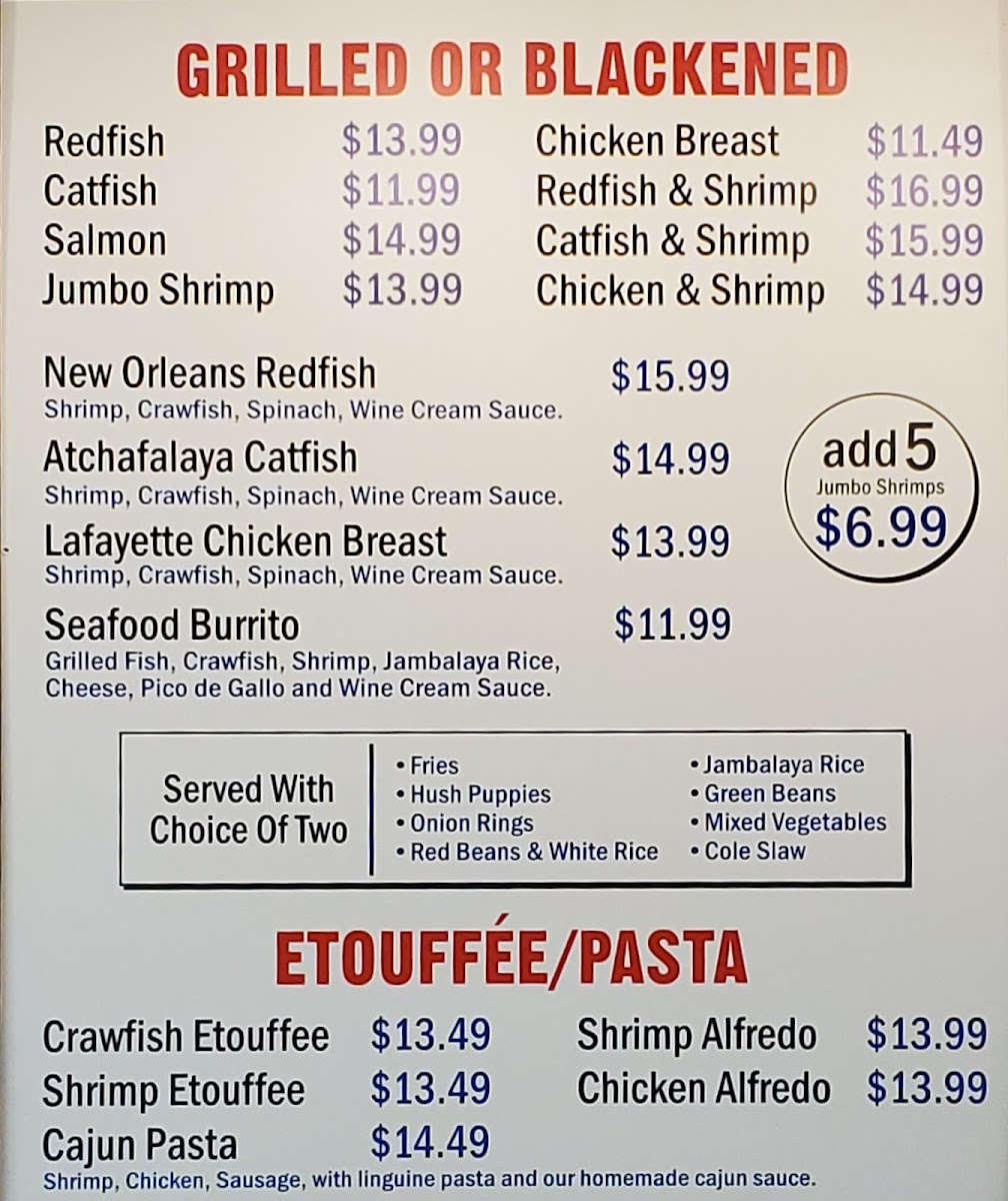 Louisiana Fish House Menu - Image 1